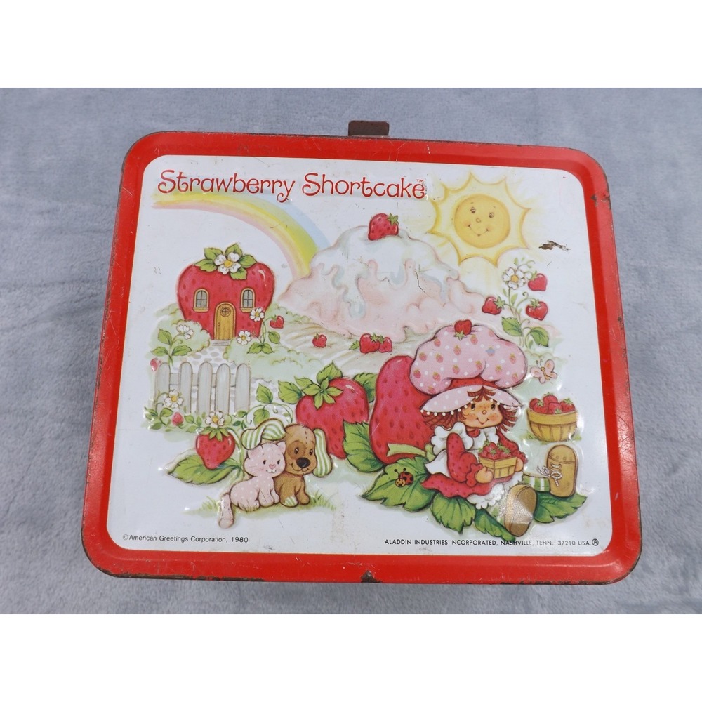 Vintage Aladdin 1980 Strawberry Shortcake Metal‎ Lunchbox Red/Multi Color